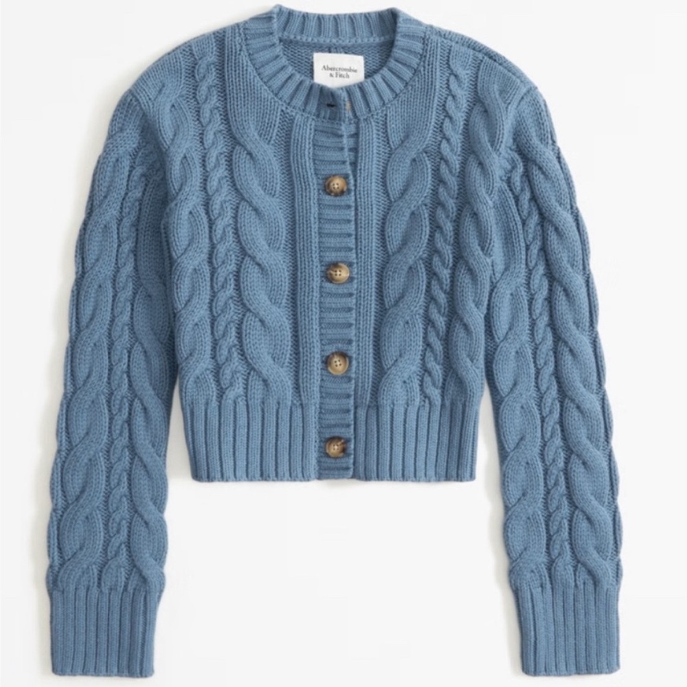 Abercrombie & Fitch Cable-Knit Crop Cardigan Sweater